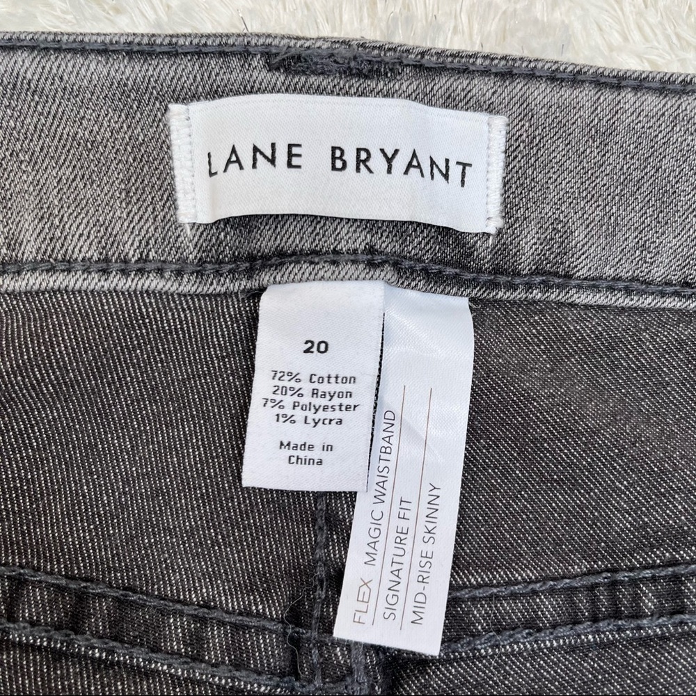 Lane Bryant gray mid rise skinny jeans flex magic waistband diamond stud ankle - Picture 8 of 9